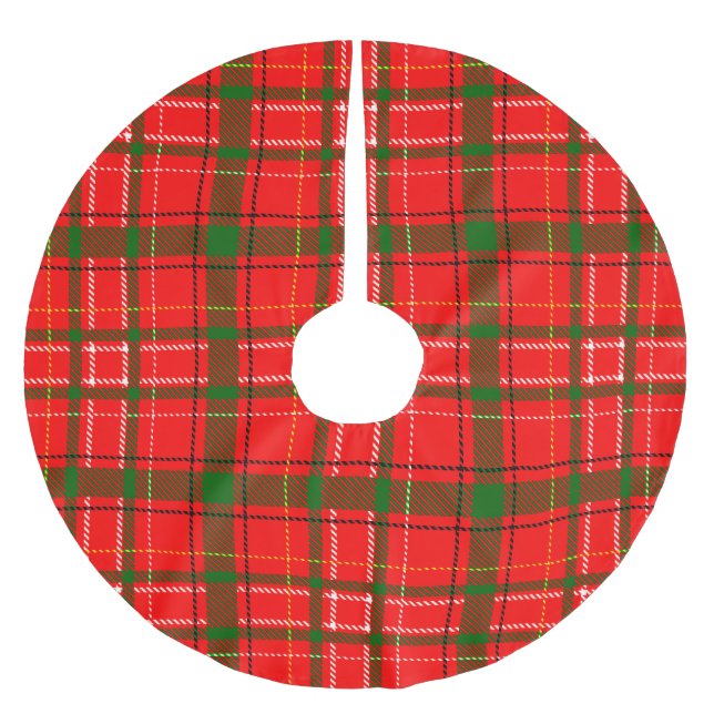 Saia Para Árvore De Natal De Poliéster Red Christmas Tartan Plaid Pattern Design  (Frente)