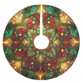 Saia Para Árvore De Natal De Poliéster Red Gold Green Decorative Tree Skirt