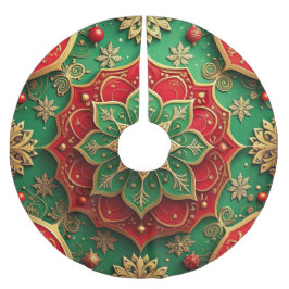 Saia Para Árvore De Natal De Poliéster Red Gold Green Decorative Tree Skirt