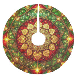 Saia Para Árvore De Natal De Poliéster Red Gold Green Decorative Tree Skirt