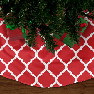 Saia Para Árvore De Natal De Poliéster Red Marroquino Quatrefoil