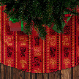 Saia Para Árvore De Natal De Poliéster Red Native Patterno Étnico Tribe Boho Cultura