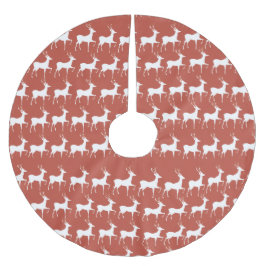 Saia Para Árvore De Natal De Poliéster Red Reindeer Pattern Classic Christmas Tree Skirt