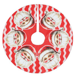 Saia Para Árvore De Natal De Poliéster Red Retro Santa Claus Ric Natal
