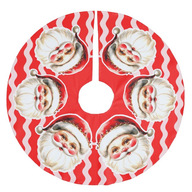 Saia Para Árvore De Natal De Poliéster Red Retro Santa Claus Ric Natal (Frente)