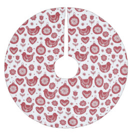 Saia Para Árvore De Natal De Poliéster Red White Nordic Bird Bulb Natal