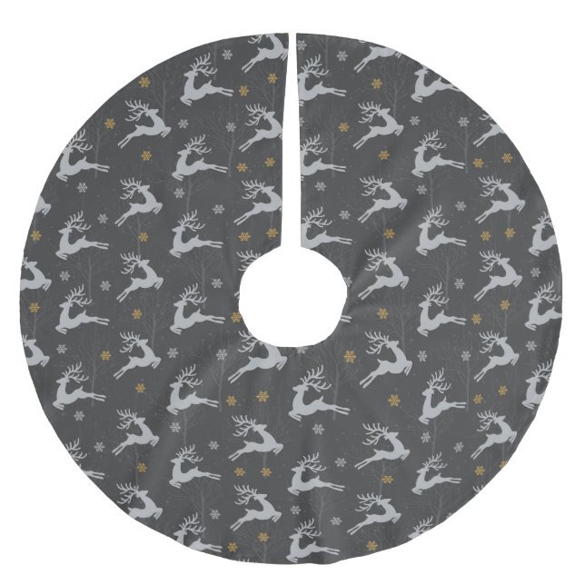 Saia Para Árvore De Natal De Poliéster Reindeer (Frente)