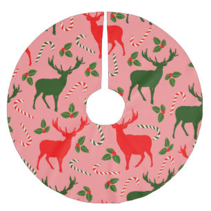 Saia Para Árvore De Natal De Poliéster renas de natal cor-de-rosa