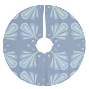 Saia Para Árvore De Natal De Poliéster Repetição abstrata floral azul pastel