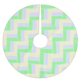 Saia Para Árvore De Natal De Poliéster Retângulos de Pastel Linhas Brancas Padrão