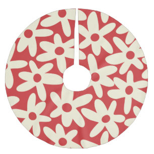 Saia Para Árvore De Natal De Poliéster Retro Daisies Padrão Floral de Natal Bruche Pol