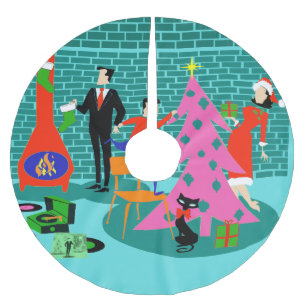 Saia Para Árvore De Natal De Poliéster Retrô Trimatizando a saia da árvore de Natal
