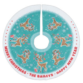 Saia Para Árvore De Natal De Poliéster Retrorna Festiva Personalizável