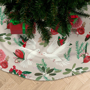 Saia Para Árvore De Natal De Poliéster Rolas floral Natal bege