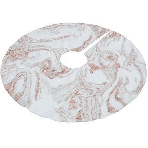 Saia Para Árvore De Natal De Poliéster Rosa Chic Marble e Glitter Dourado