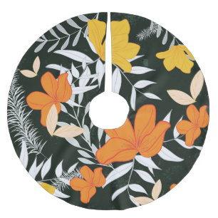 Saia Para Árvore De Natal De Poliéster Rosa de laranja: Abstrato botânico.