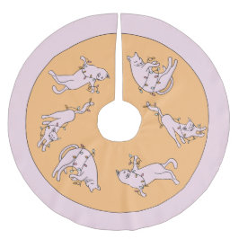 Saia Para Árvore De Natal De Poliéster Rosa Gato de Natal Claro