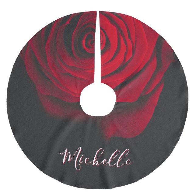 Saia Para Árvore De Natal De Poliéster Rosa vermelha monográfica personalizada fotografia (Frente)