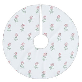 Saia Para Árvore De Natal De Poliéster Rosas vermelhas, Padrão De Rosas, Flores