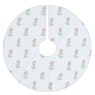 Saia Para Árvore De Natal De Poliéster Rosas vermelhas, Padrão De Rosas, Flores