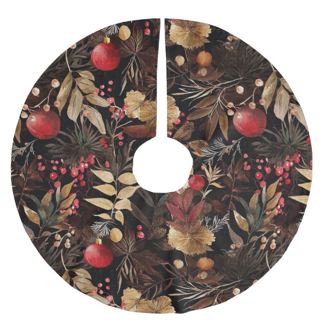Saia Para Árvore De Natal De Poliéster Rustic Apple Floral Holiday Greenery (Frente)