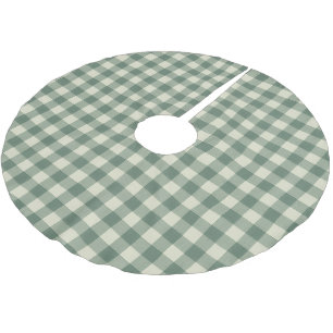 Saia Para Árvore De Natal De Poliéster Rustic Green Gingham Moderno Natal