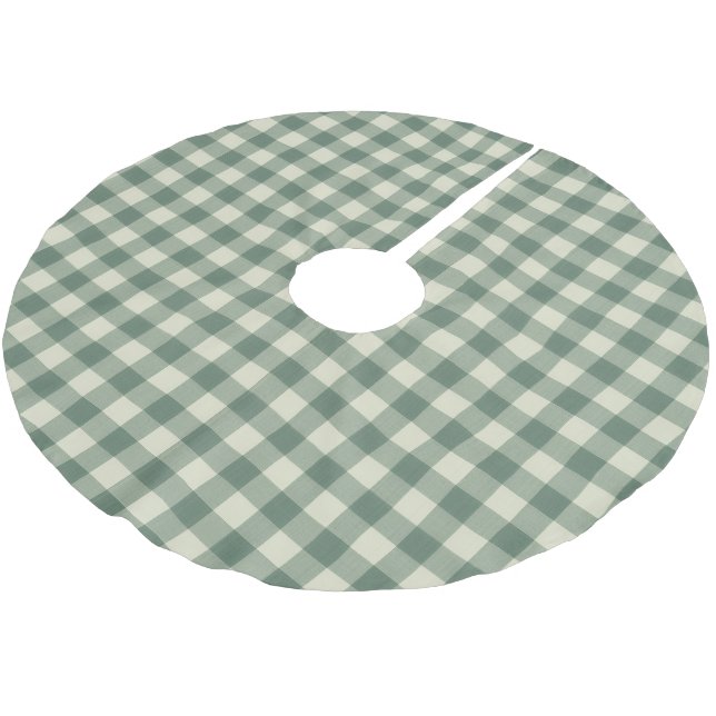 Saia Para Árvore De Natal De Poliéster Rustic Green Gingham Moderno Natal (Inclinado)