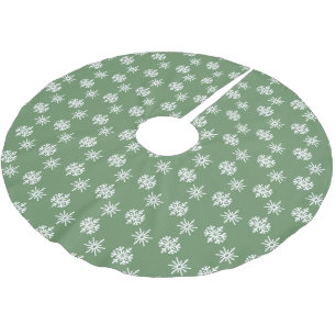 Saia Para Árvore De Natal De Poliéster Rustic Sage Green e White Snowflakes