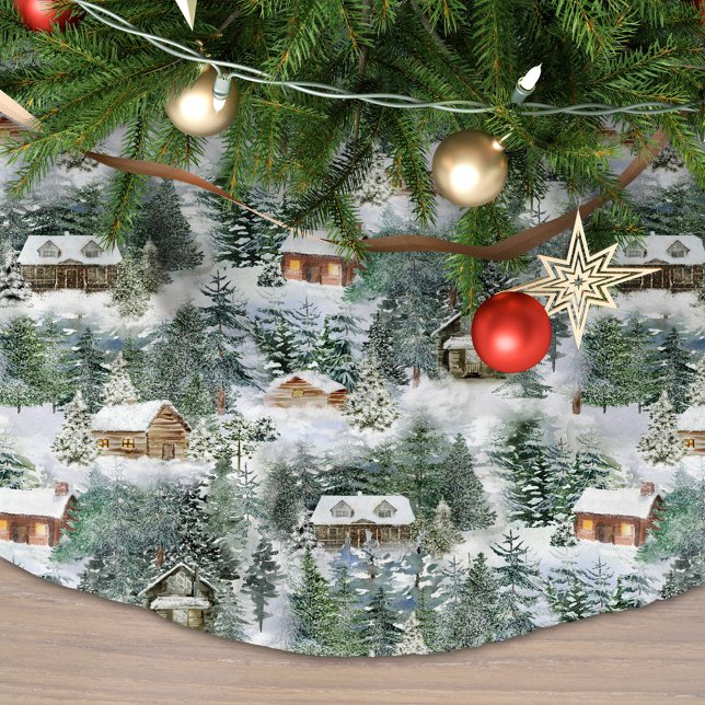 Saia Para Árvore De Natal De Poliéster Rustic Winter Woodland (Criador carregado)