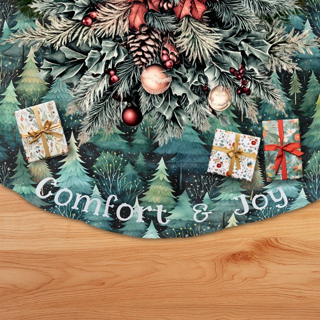 Saia Para Árvore De Natal De Poliéster Rustic Woodland Natal (Rustic Woodland Christmas Tree Skirt)