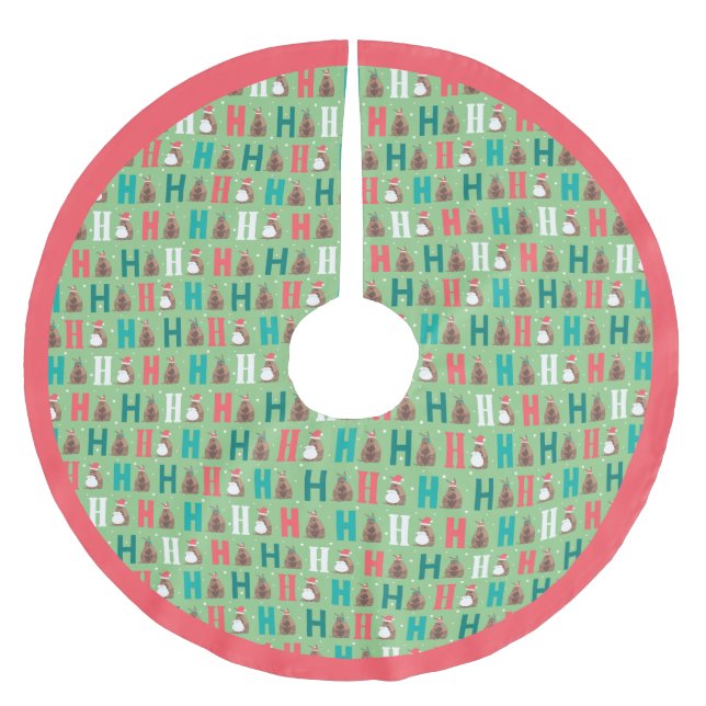 Saia Para Árvore De Natal De Poliéster Sage Green Ho Ho Armadillo (Frente)