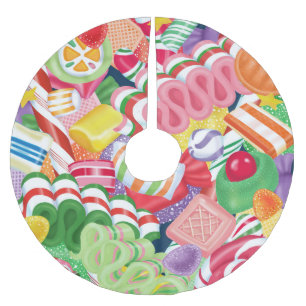 Saia Para Árvore De Natal De Poliéster Saia antiquado da árvore dos doces do Natal