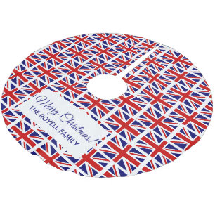 Saia Para Árvore De Natal De Poliéster Saia britânica da árvore de Natal da bandeira de