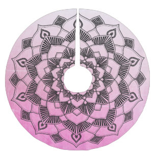 Saia Para Árvore De Natal De Poliéster Saia cor-de-rosa personalizada do Natal da mandala