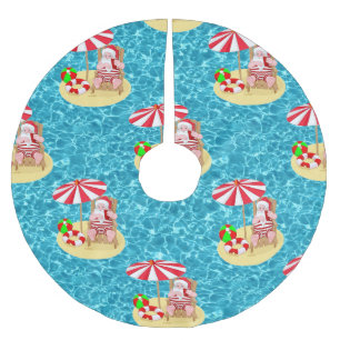 Saia Para Árvore De Natal De Poliéster saia da árvore de Papai Noel da praia do xmas