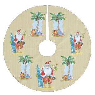 Saia Para Árvore De Natal De Poliéster Saia da árvore do feriado do papai noel da praia
