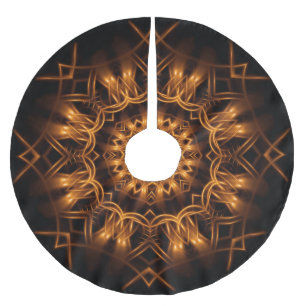 Saia Para Árvore De Natal De Poliéster Saia da árvore do medalhão do cobre do ouro velho