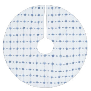 Saia Para Árvore De Natal De Poliéster Saia floral azul da árvore do teste padrão de