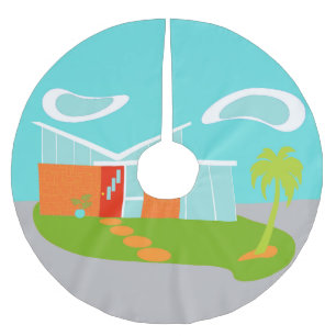 Saia Para Árvore De Natal De Poliéster Saia moderna da árvore da casa dos desenhos