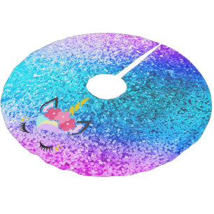 Saia Para Árvore De Natal De Poliéster Saia personalizada da árvore do brilho de Ombre do