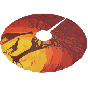 Saia Para Árvore De Natal De Poliéster Saia Personalizada de Árvore Afro Safari Giraffe S