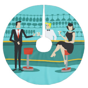 Saia Para Árvore De Natal De Poliéster Saia retro da árvore de Natal da sala de estar de