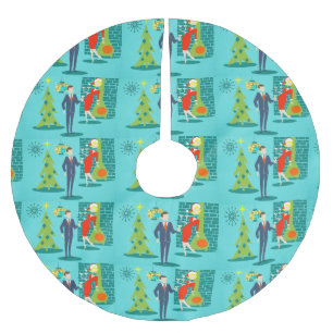 Saia Para Árvore De Natal De Poliéster Saia retro da árvore de Natal dos desenhos