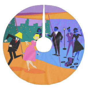 Saia Para Árvore De Natal De Poliéster Saia urbana retro da árvore de Natal do partido do