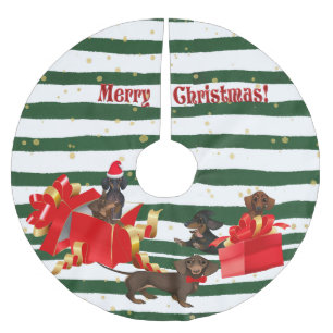 Saia Para Árvore De Natal De Poliéster Saia verde & branca da árvore genealógica do