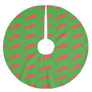 Saia Para Árvore De Natal De Poliéster saia verde da árvore das baleias vermelhas