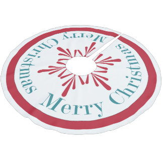 Saia Para Árvore De Natal De Poliéster Saia vermelha da árvore do floco de neve do Natal