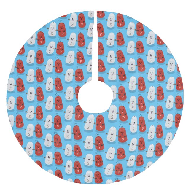 Saia Para Árvore De Natal De Poliéster Sal kawaii e cartografia dos pimentões (Frente)