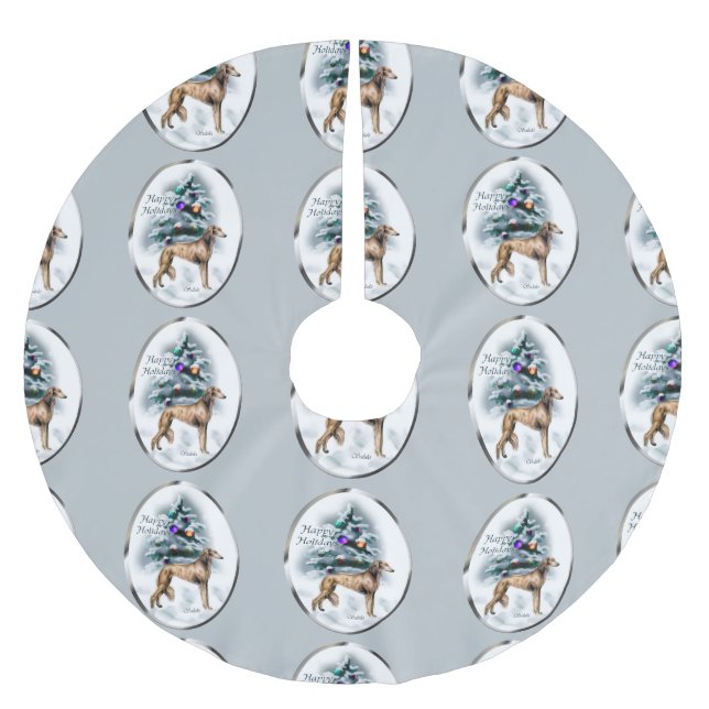 Saia Para Árvore De Natal De Poliéster Saluki Christmas (Frente)