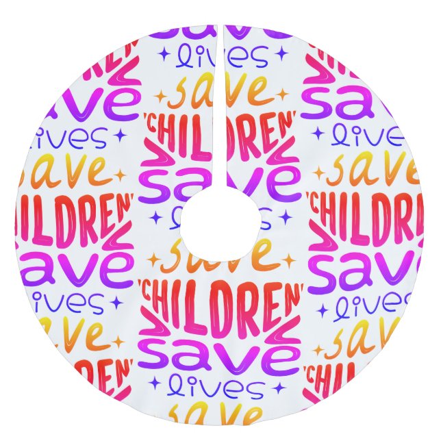 Saia Para Árvore De Natal De Poliéster Salvar Filhos, Salvar Vidas (Frente)